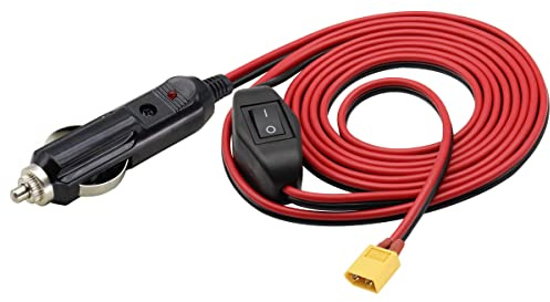 AAOTOKK XT60 Zigarettenanzünder Kabel, 16AWG 12V Zigarettenanzünder Stecker auf XT60 Stecker Adapter Ladekabel Kompatibel mit Freestyle Fpv Drone Akku Ladekabel (3M Male)