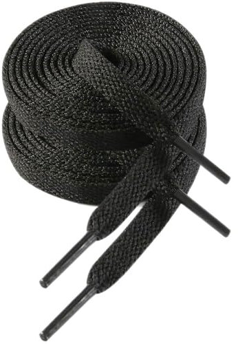VSUDO Svart Platta Skosnören 160 cm för Sneakers och Baskets - Kompatibla med Nike Air Force, Adidas Stan Smith, Converse, Vans, New Balance etc. (2 Par-Svart-160cm)
