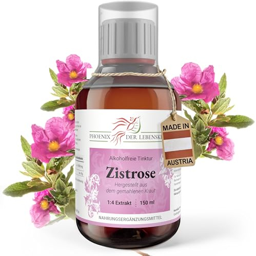 Zistrose Tinktur (alkoholfrei), 150 ml, Cistus incanus Tropfen (1:4 Extrakt), Premium Qualität, Hergestellt in Österreich, Nahrungsergänzungsmittel, Cistrose, Vegan