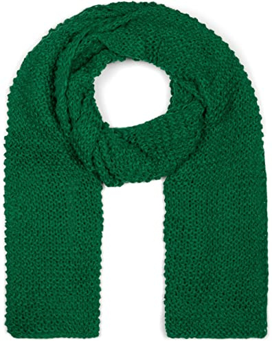 styleBREAKER Sciarpa da donna a maglia lunga con motivo a maglia ondulata, calda sciarpa invernale a maglia monocolore 01018168, colore:Verde