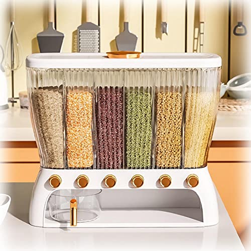 Dispensador De Cereales Y Arroz Contenedor De Comida Seca Dispensador De Alimentos 6 En 1 Caja De Almacenamiento Para Frutos Secos Soja Granos De Café
