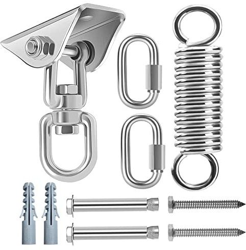 Gancio Soffitto Carico 450 kg Gancio Girevole con Molla, Gancio Soffitto a 360° Rotazione per Altalena, Amaca, Sacco da Boxe, Yoga(Gancio Soffitto)