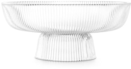 Navaris Portafrutta da Tavolo - Porta Frutta da Tavolo Moderno - Fruttiera Centrotavola Moderno Design Trasparente - Cesto Frutta - Ciotola Vetro 26 x 11 cm