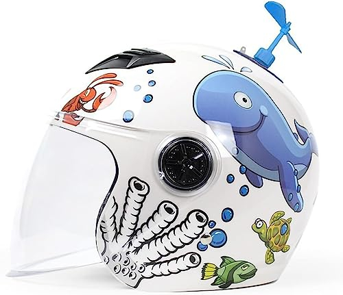 Leichter, Atmungsaktiver Motorrad-Halbhelm Für Jugendliche, Modischer Vintage-Jet-Helm Für 2–14 Jahre Alte Jungen Und Mädchen, DOT-Zertifizierter ATV-Roller-Elektrohelm E,48-54CM