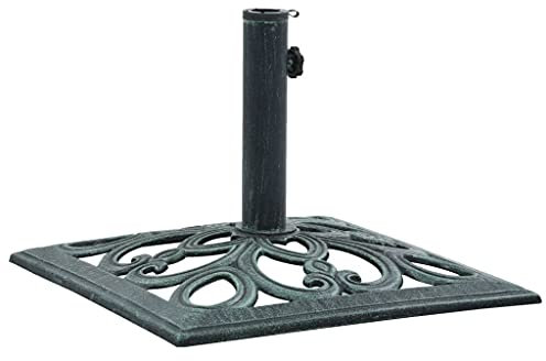 GuyAna Socle de Parasol Vert 12 kg 49 cm Fonte,Pied De Parasol,Pied De Parasol Lourd,Pied De Parasol sur roulettes