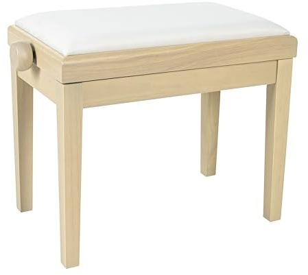 Fame PB-10C WA, Höhenverstellbare Klavierbank, Weißer Velour-Bezug, Solide Verarbeitung, Gepolsterte Sitzfläche, Strapazierfähig, 48-56 cm Höhe, 53 cm x 31 cm Sitzfläche