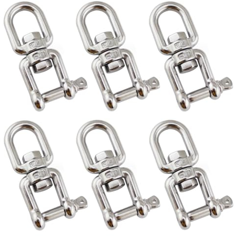 SAIJIAN 6 Pezzi M6 Grillo Girevole in Acciaio Inox 304 Gancio Girevole a Doppia estremità Moschettone Girevole per Collegare e Fissare i Grilli Girevoli Sospesi Caricare 150 kg