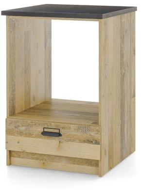 Furn.Design Herdumbauschrank Küchenunterschrank in Old Used Wood hell und anthrazit/grau für Backofen 60 cm Küchenschrank (Herdumbauschrank)