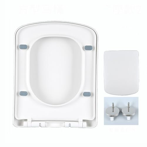 Giural WC Sitz Mit Absenkautomatik, Toilettendeckel Quadratische Form, Weiß, WC-Sitz Antibakteriell, Aus PP, WC Sitz Eckig Klobrille Mit Absenkautomatik, WC Deckel,350 * 450mm
