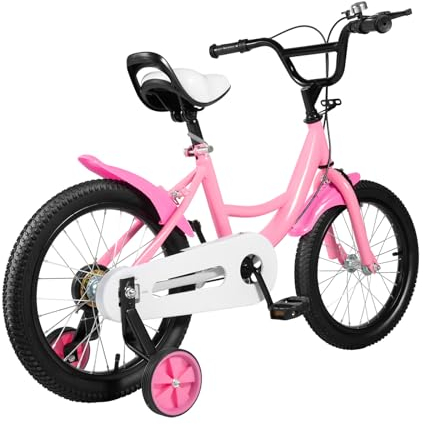 ARBGO 16-Zoll Fahrrad Kinderfahrrad mit Schutzbleche Mädchenfahrrad Fahrräder Kinderfahrräder Fahrräder für Mädchen Jugendliche 6-12 Jahre, Rosa