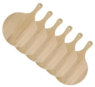Fackelmann 9924150 Pizzabretter 6er Set, Holzbrett, Schneidebrett, Rundbrett, Holz, 30 cm