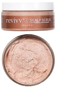 REVIVV Exfoliating Scalp Scrub Shampoo, Himalayan Salt Scrub to Cleanse Scalp, Exfoliator with Rosemary & Tea Tree Oil to Remove Buildup, Reduce Flaking and Promote Healthier, Fuller Hair, 6.7oz