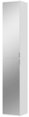 Inn.Furn Stauraumschrank mit Spiegel weiß Mehrzweckschrank Schuhschrank Hochschrank mit Spiegeltür Flur Diele 30 x 193 cm SystemX