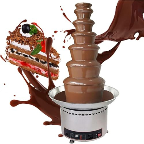 RayGenius Fonduta di Cioccolato Commerciale A 4/5/6/7 Livelli, Macchina per Fontane di Cioccolato di Grande capacità con Controllo della Temperatura per Feste, Ristoranti.,5Layers