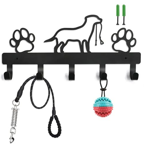 Porte-Manteau Mural avec 5 Crochets, Crochet en Forme de Patte de Chien pour Chapeaux, Clés et Manteaux, Noir