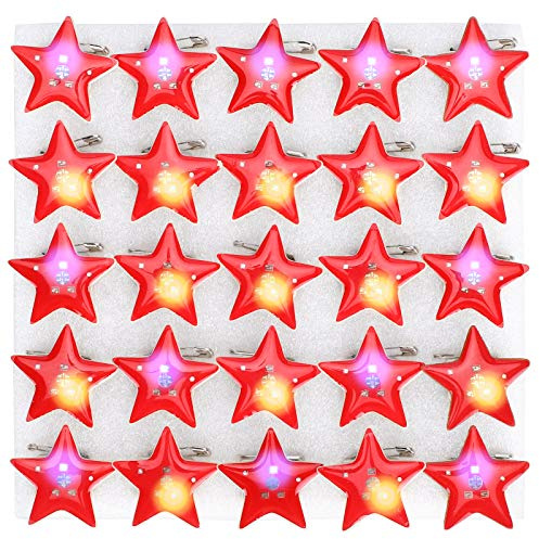 25 Stück Weihnachten Brosche Pins, Blinkende Fünfzackige Sternförmige LED Brosche, Weihnachts-Anstecker für Kinder, Party, Gaste, Party, Kostüm, Dekoration