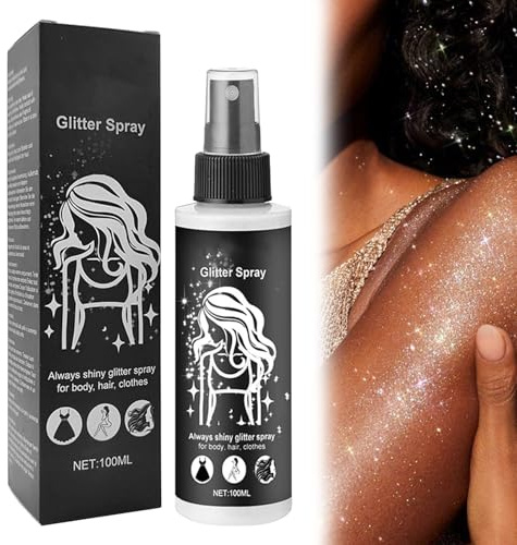MADGININE Glitter Spray Hair and Body,Body Glitter Spray for Stage Makeup Holiday Party (100ml)