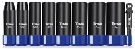 Titan 48401 Steckschlüsselsatz, 9-teilig, 3/8-Zoll-Antrieb, metrisch, tief, 9-teilig
