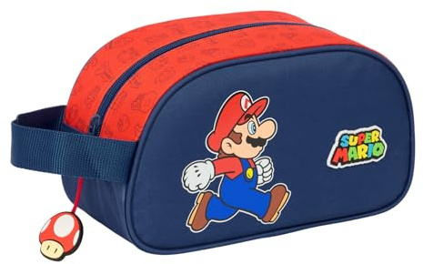 SUPER MARIO TRICK - Medium Children's School Toiletry Bag with Handle, Children's Toiletry Bag, Adaptable to Trolley, Easy Cleaning, Comfortable and Versatile, Quality and Resistance, 26 x 12 x 15 cm,