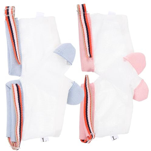 KOMBIUDA Baby Anti-Finger Sucking Gloves for Infants and Toddlers Adjustable Thumb Guard Stop Sucking Mittens 2 Pairs Red and Blue Small Dot Design Suitable for Teething