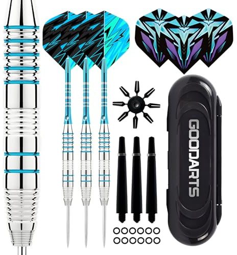 Qixuer dartpilset, pilar 22 g, professionell stålspets pilar i metall med extra 3 flygande escort vingar 3 frostade spare poler + flygskydd + anti-slip ring