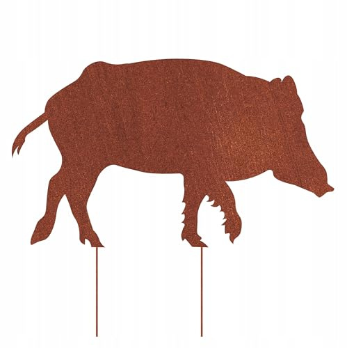 Kapaga - Gartenfigur aus Rost - Metall - Edelrost - Schwein - Höhe 46 cm | auf Einschlagbeinen, Tierfigur, Dekofigur - Dekoration Gartendeko - Gartendekoration