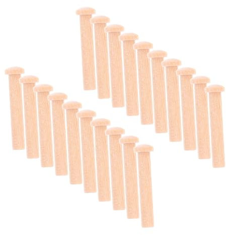 IWOWHERO 20pcs Solid Wood Miniature Nails for Decor Craft Woodworking T-shaped Round Head Small Wooden Craft Nails