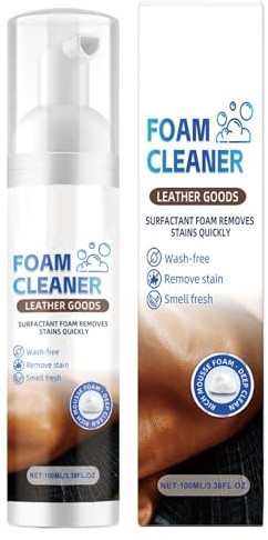 Krmoau Leather Cleaning Foam, 100 ml Car Leather Foam Cleaner, Leather Care Spray, Multi-Purpose Interior Cleaner, Stain Remover for Vehicles and Furniture