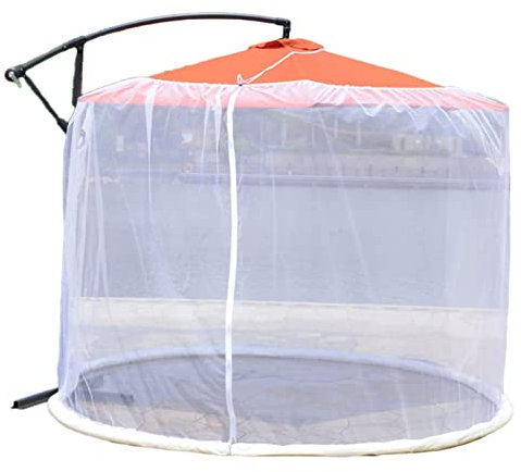 Zanzariera per ombrellone da giardino, zanzariera per ombrellone da esterno con ingresso con cerniera e tubo dell'acqua antivento, telo parasole per ombrellone da giardino, bianco, 300x230 cm (ombre