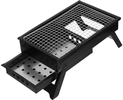 YARNOW Faltbarer Tragbarer Holzkohlegrill aus Stahl für Camping und Reisen Kompakt und Leicht mit Kleinem Grillrost für Sommeratmosphäre im Freien