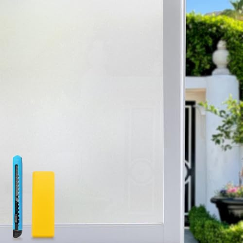 Zindoo Pellicola Oscurante per vetri 44.5x120cm non Adesiva Anti-UV Frosted Pellicola Privacy per Vetri Per Ufficio Bagno Camera da Letto Sala di Riunione