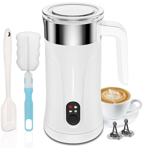 Ovetedot Montalatte Elettrico, Automatico 4 in 1 Cappuccinatore Elettrico, Schiuma di Latte Calda e Fredda, Montalatte Silenzioso per Caffè, Cappuccino, Macchiato, Cioccolata Calda (Bianco)