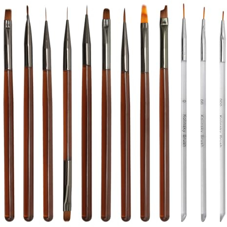 12 Pcs Nail Art Brushes, French Tip Brush Set | Acrylic Nail Design Brushes Professional for Manicure Technicians and DIY Enthusiasts