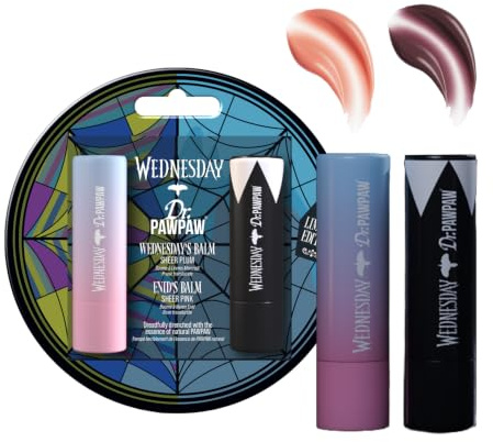 Dr.PAWPAW x Wednesday Ophelia Hall 2-Piece Gift Set 2 x 4g | Soft-Pink and Moody-Plum Tinted Lip Balms, Hydrating Pawpaw Care with Buildable Colour, Vegan