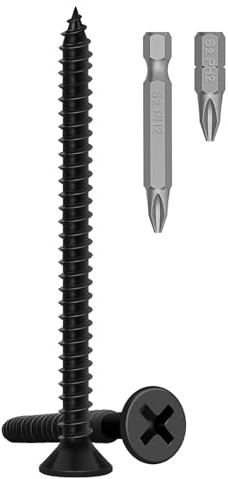 Boltmax 100 Stück Holzschrauben M4 x 40mm, Senkkopfschrauben Kreuzkopf mit PH-Antrieb Bit, Flachkopfschrauben Schwarz Verzinkt, Blechschrauben, Schnellbauschraube, Selbstschneidende Schrauben