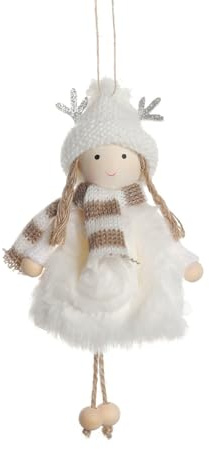 Vayliro Weihnachtsengel Baumschmuck Plüsch Puppe Ornamente Weihnachtsbaum | Engel Anhänger Weihnachts Dekoration Hängender Schmuck Christbaumschmuck Tannenbaum Basteln Deko Geschenk,1 Stück,Weiß