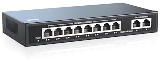 ZOSI 8 Porte PoE Switch Switch Gigabit con 1 Porta Uplink Gigabit, 96 W per 8 Porte PoE+, IEEE802.3af/at, Switch Ethernet non Gestito, Plug & Play, Alloggiamento in Metallo Robusto