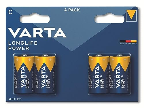 VARTA Longlife Power C Baby LR14 - Batterie alcalina, Made in Germany, Ideali per giocattoli, torce, lettori CD e altri dispositivi a batteria, Confezione da 4
