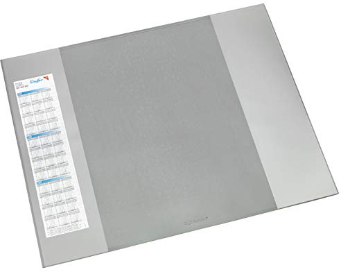 Läufer 42653 Durella D2 Schreibtischunterlage mit zwei transparenten Seitenleiste, 52x65cm, grau, rutschfeste Schreibunterlage