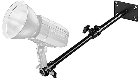 Walimex pro Deckenstativ 34-54 cm, Lichtstativ mit doppelseitigem 5/8 Spigot, Auslegerarm Halterung mit 1/4 u. 3/8 Gewinde, Lampenstativ belastbar bis 6 kg ideal für Videoleuchte, Softbox u. Kamera