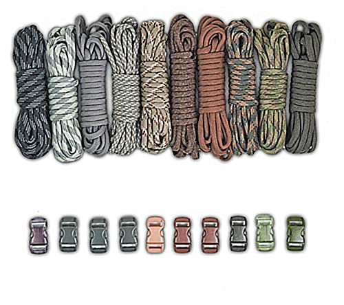 PARACORD PLANET Survival & Notfall-Armband Kits (Cobra Braid Anleitung im Lieferumfang enthalten) einzigartige Kits, Grautöne