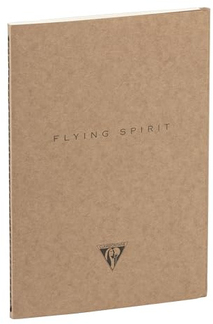 Clairefontaine 103536C - Heft Flying Spirit liniert DIN A5 48 Blatt, Velinpapier elfenbein 90g, mit Klappe, Braun, Motive sortiert, 1 Stück