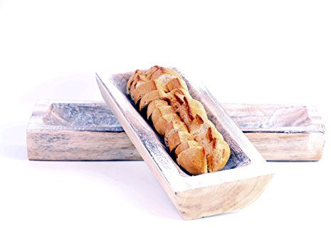 Mediablue Baguetteschale Brotschale Schale OBSTSCHALE aus Holz (40x16x6cm)