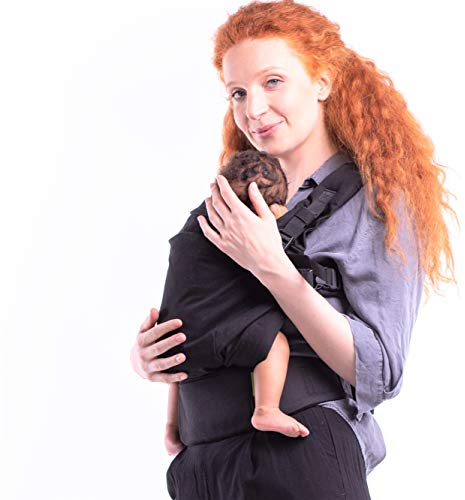 Boba X Babytrage Neugeborene ab Geburt - 2 Tragepositionen Mit Blick zum Baby und als Rucksack Kindertrage 3-20kg, Mit Kreuzbaren Trägern, Inklusive Schlafkapuze als Sonnenschutz (Black Beauty)
