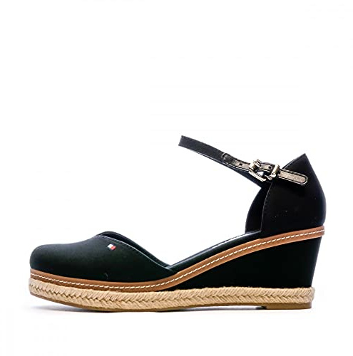 Tommy Hilfiger Chaussures Femme Semelles Compensées Espadrilles Talon Compensé, Noir (Black), 41 EU