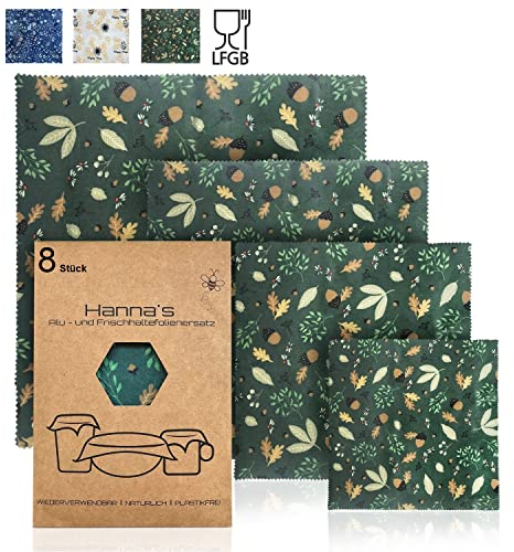 8er Set Bienenwachstücher für Lebensmittel I Beeswax Wrap I Bienenwachstuch I Wachstuch I Wiederverwendbare Wachstücher I Wachspapier Zero Waste I Frischhaltefolie wiederverwendbar
