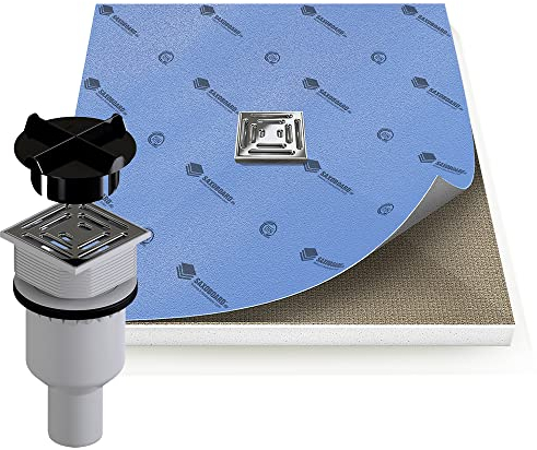 Saxoboard® Duschelement 90x90 cm, befliesbar + 100% wasserdicht + komplett einbaufertig, Duschboard inkl. Ablauf senkrecht
