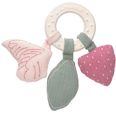 LÄSSIG Greifling Beißring Naturkautschuk und Bio-Baumwolle/Teether Ring Butterfly