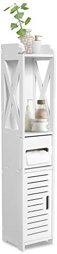 Cocoarm Armoire de Salle de Bain avec Compartiment Ouvert - Étagère de Rangement en Bois Blanc pour Meubles de Toilette