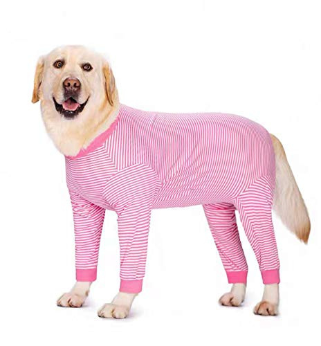 Yeapeeto Dog Onesie Surgery Recovery Suit for Large Medium Bodysuit Dogs Pajamas PJS Full Body for Shedding, Prevent Licking, Wound Protection, Cone Alternative (3XL, Pink)
